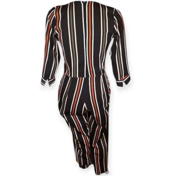 KAKTUS GREEN, BLACK, & MUSTARD STRIPE JUMPSUIT SZ.S EUC - Picture 2 of 4
